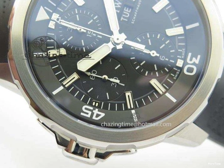 MIROTIME 0225 Aquatimer Chrono IW376803 V6F 1:1 Best Edition Black Dial On Rubber Strap A Stretchable 7280